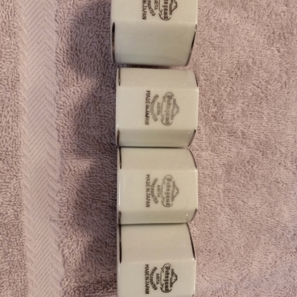 Fukagawa Arita 713 NAPKIN RINGS 4pc Cross Star Atomic Age Starburst MCM VTG - Picture 5 of 6